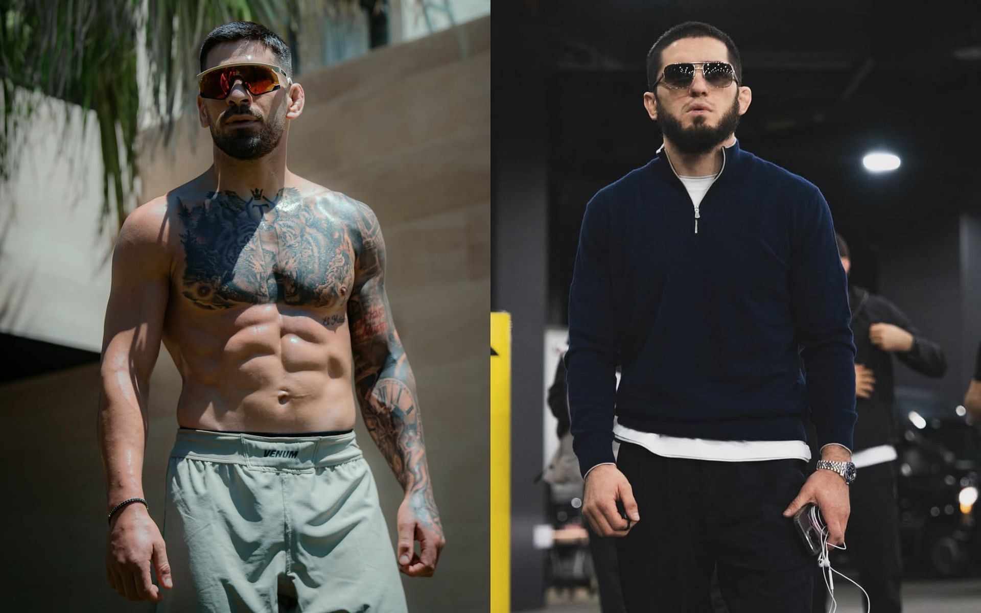 Ilia Topuria (left) and Islam Makhachev (right) currently hold the UFC featherweight and lightweight titles respectively [Images courtesy: @iliatopuria and @islam_makhachev on Instagram]