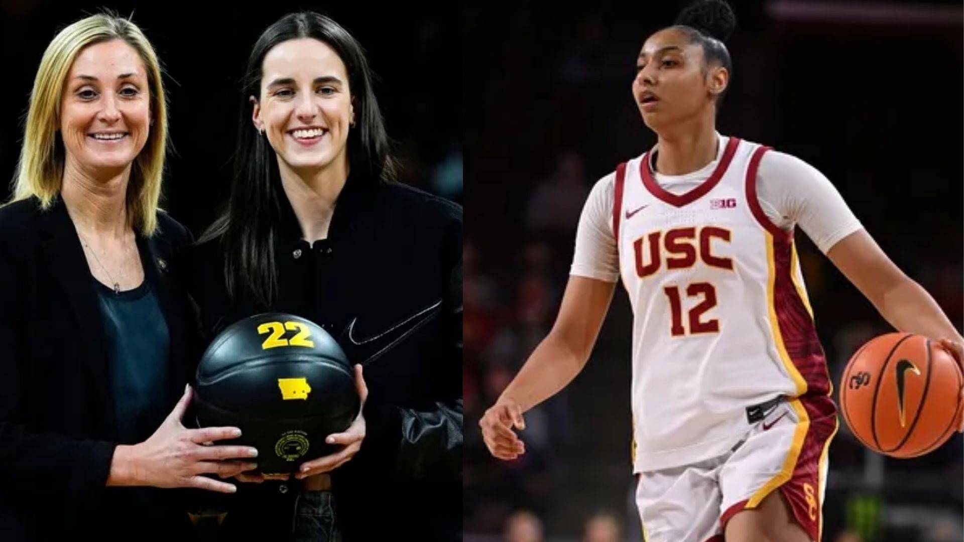 JuJu Watkins reacts to fans cheering for the USC star on Caitlin Clark