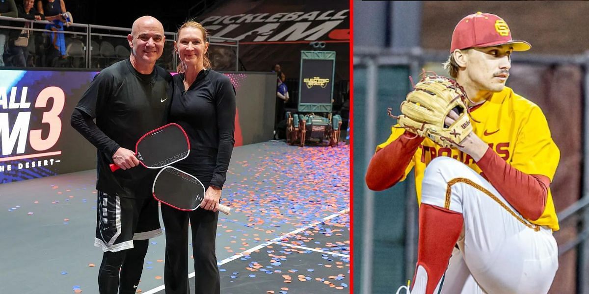 Andre Agassi and Steffi Graf (L), Jaden Agassi (R) (Source: Getty, Instagram (R))