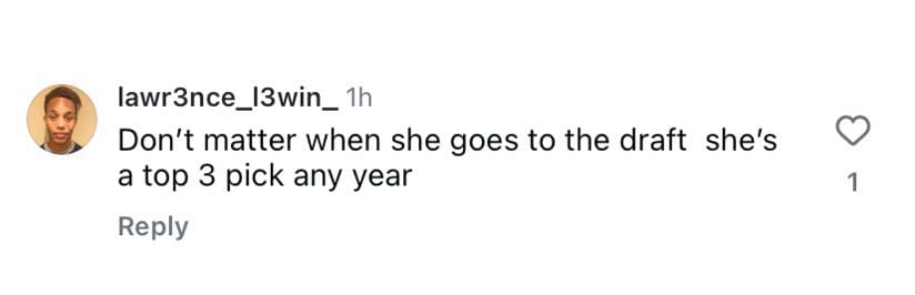 Another college hoops fan reacts to Instagram post announcing Lauren Betts&#039; decision to stay in college for final season - Image source: Instagram/espnW