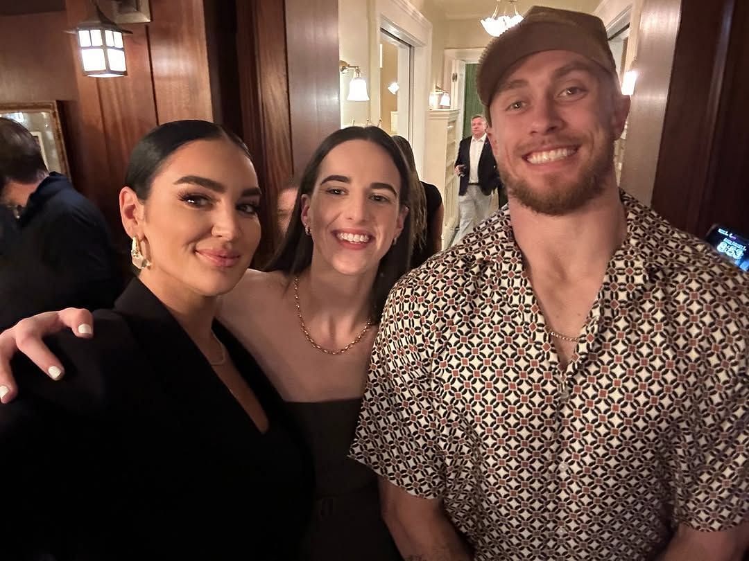 Caitlin Clark smiles in delight in NOLA selfie with Niners TE George Kittle and his wife Claire (Photo from @gkittle/ IG)