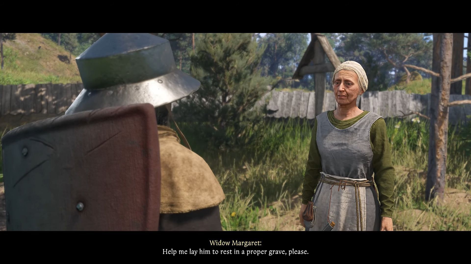 Talk to the Widow and help her bury her husband (Image via Deep Silver)