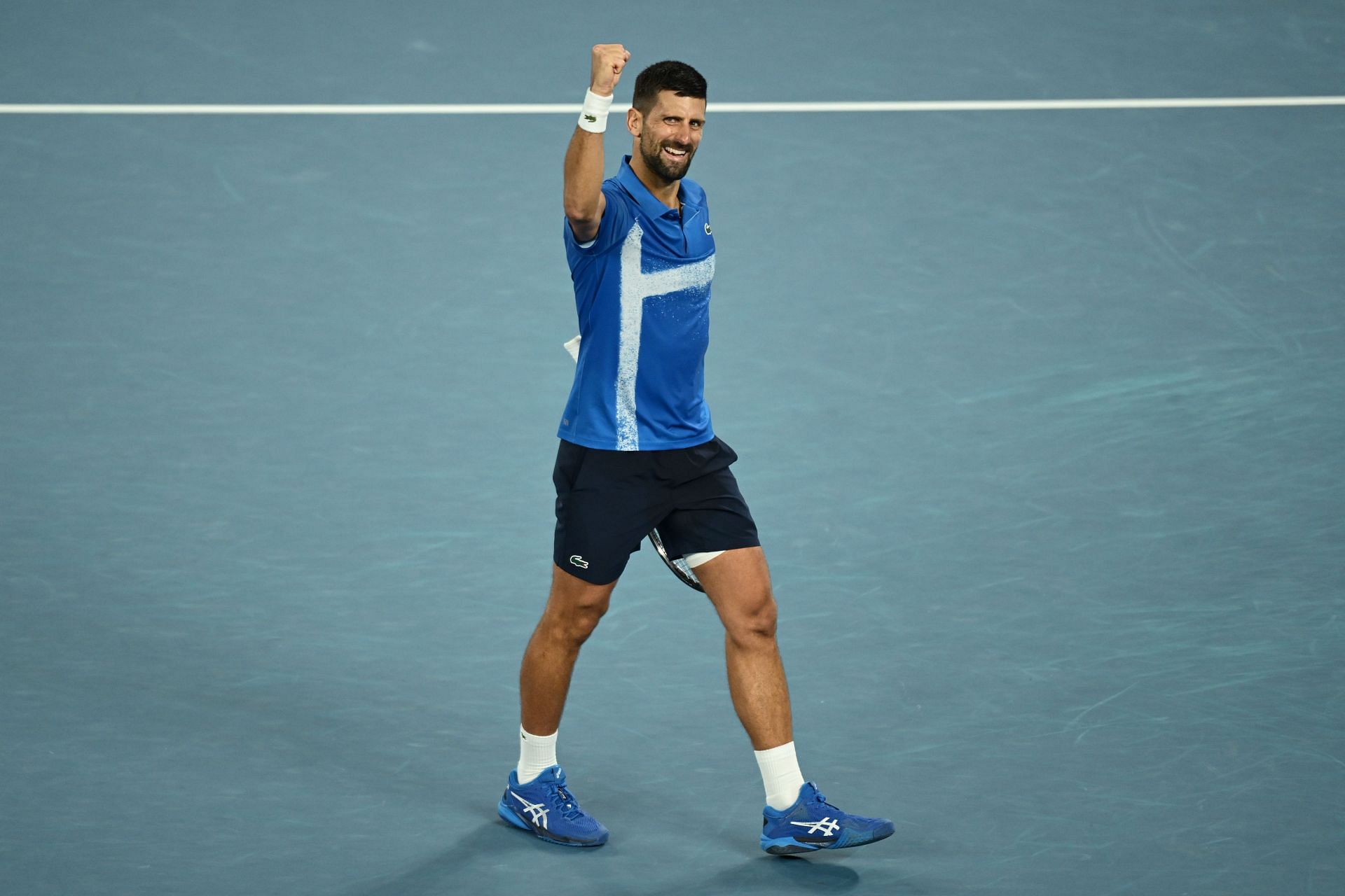 Novak Djokovic in his Court FF 3 during the 2025 Australian Open - Source: Getty