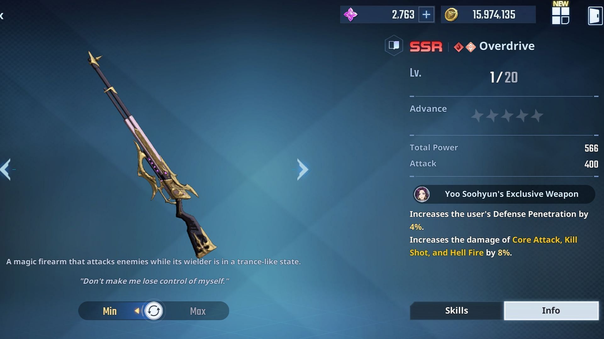 Overdrive Exclusive Weapon in Solo Leveling Arise (Image via Netmarble)