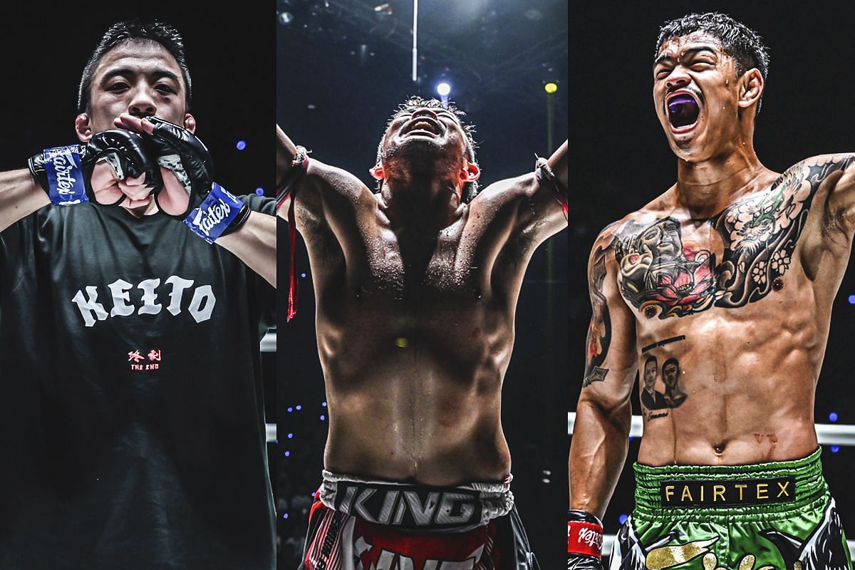 Keito Yamakita (Left), Prajanchai (Center), and Kongthoranee (Right) had big wins last weekend. | [Photo: ONE Championship]