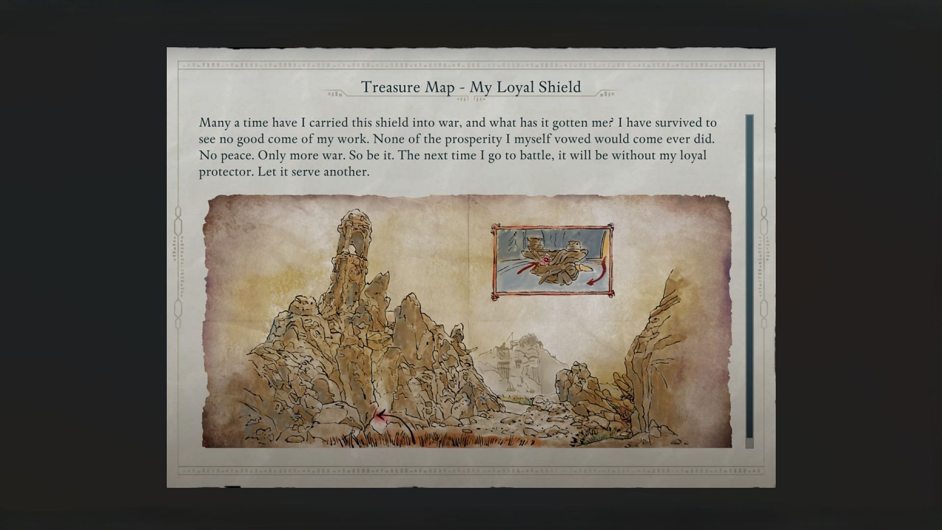 My Loyal Shield Treasure Map in Avowed (Image via Xbox Game Studios)