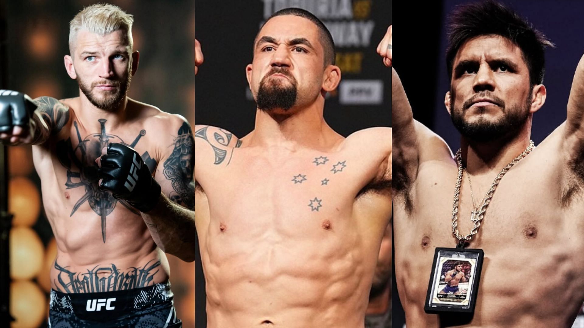 Dan Hooker (left), Robert Whittaker (center), Henry Cejudo (right) [Images courtesy of @danhangman, @robwhittakermma &amp; @henry_cejudo on Instagram]