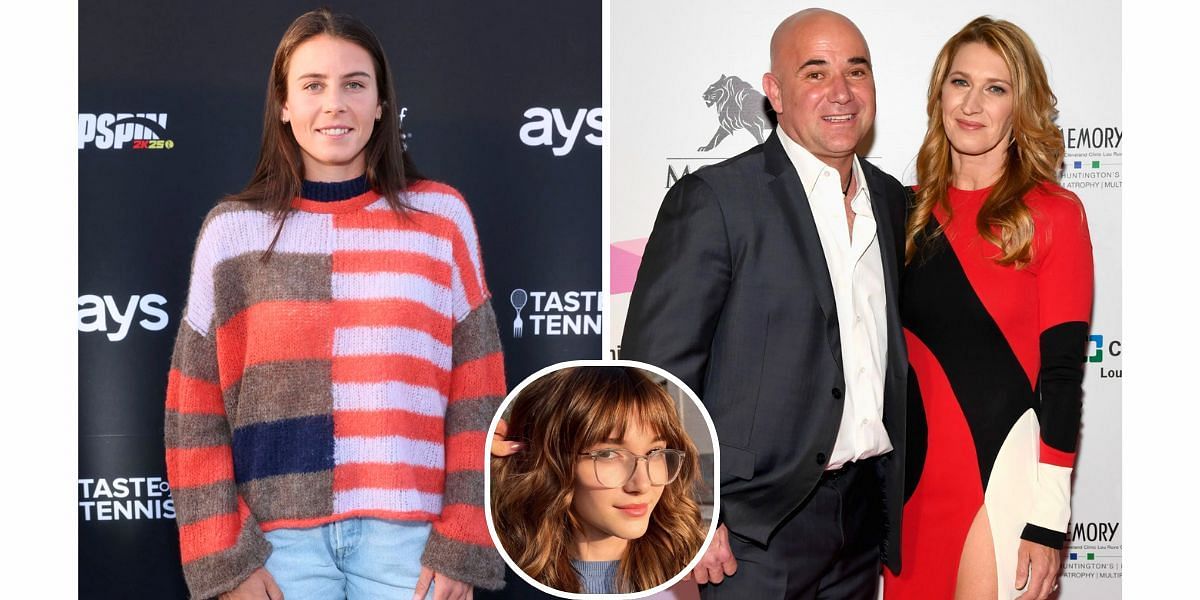 Emma Navarro (L), Andre Agassi with his wife Steffi Graf (R) and their daughter Jaz (inset) (Image Source: Getty; @jazagassi on Instagram)