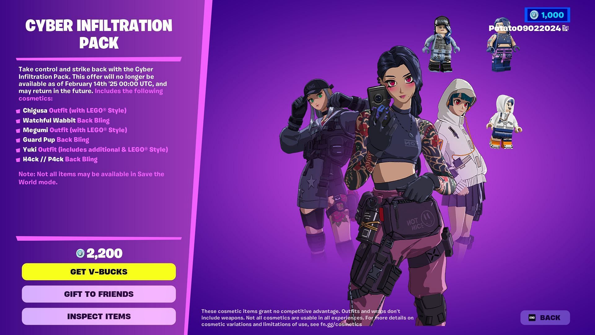 Cyber Infiltration Pack will remain listed until February 14, 2025 (Image via Epic Games)