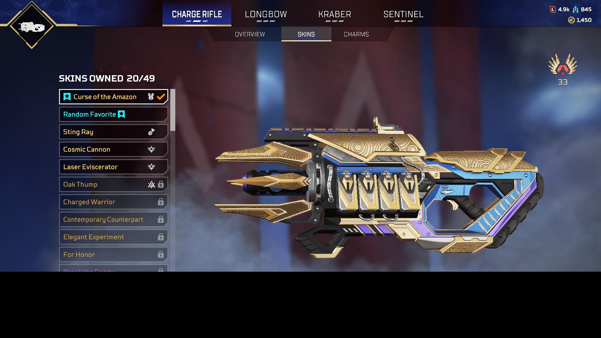 Curse of the Amazon skin for Charge Rifle (Image via EA)