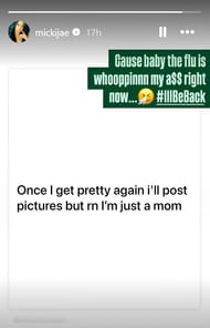 Jasmine Jordan's Instagram story about the flu that had her struggling - Source: Instagram