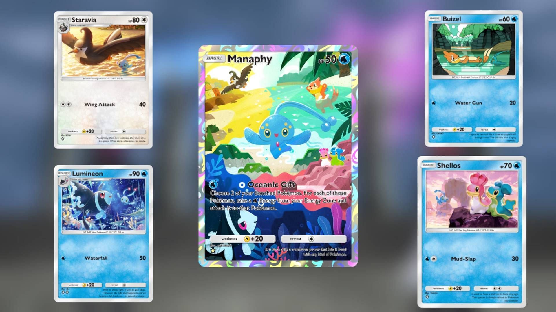 Manaphy can be seen alongside many coastal Sinnoh creatures (Image via The Pokemon Company)