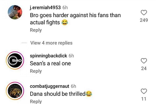 Fan reactions screenshot [Screenshots courtesy @homeoffight on Instagram]