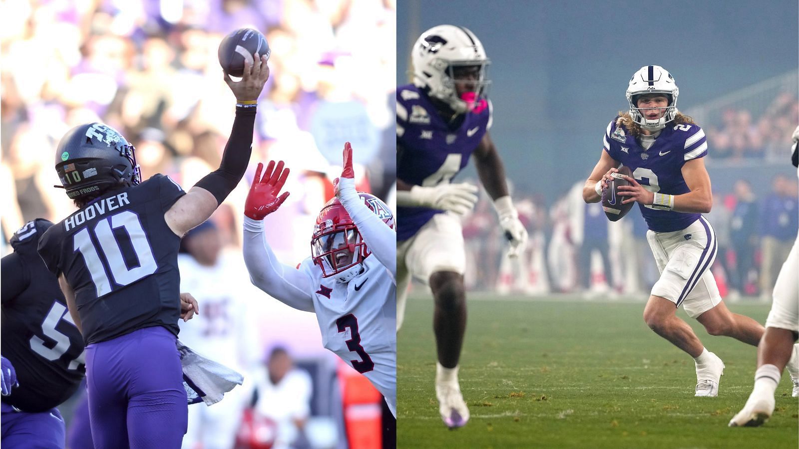 TCU pocket passer Josh Hoover and Kansas State dual-threat QB Avery Johnson are Big 12 QB stars to watch in 2025. (Photo Credits: IMAGN)