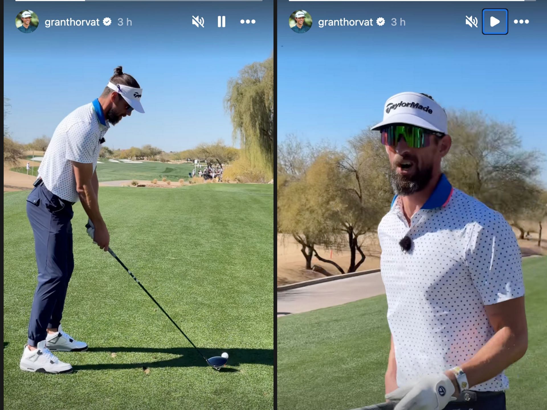 Michael Phelps plays golf with Grant Horvat (Image via instagram@granthorvat)