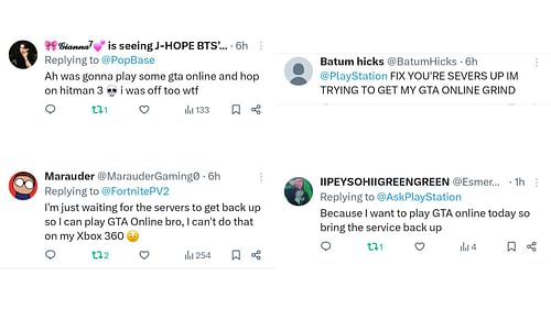 A collage of reactions by some other Grand Theft Auto Online players (Image via X)