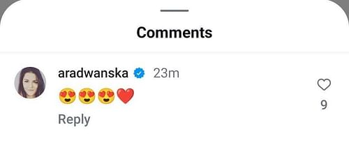 Agnieszka Radwańska's comment - Source: Angelique Kerber's Instagram