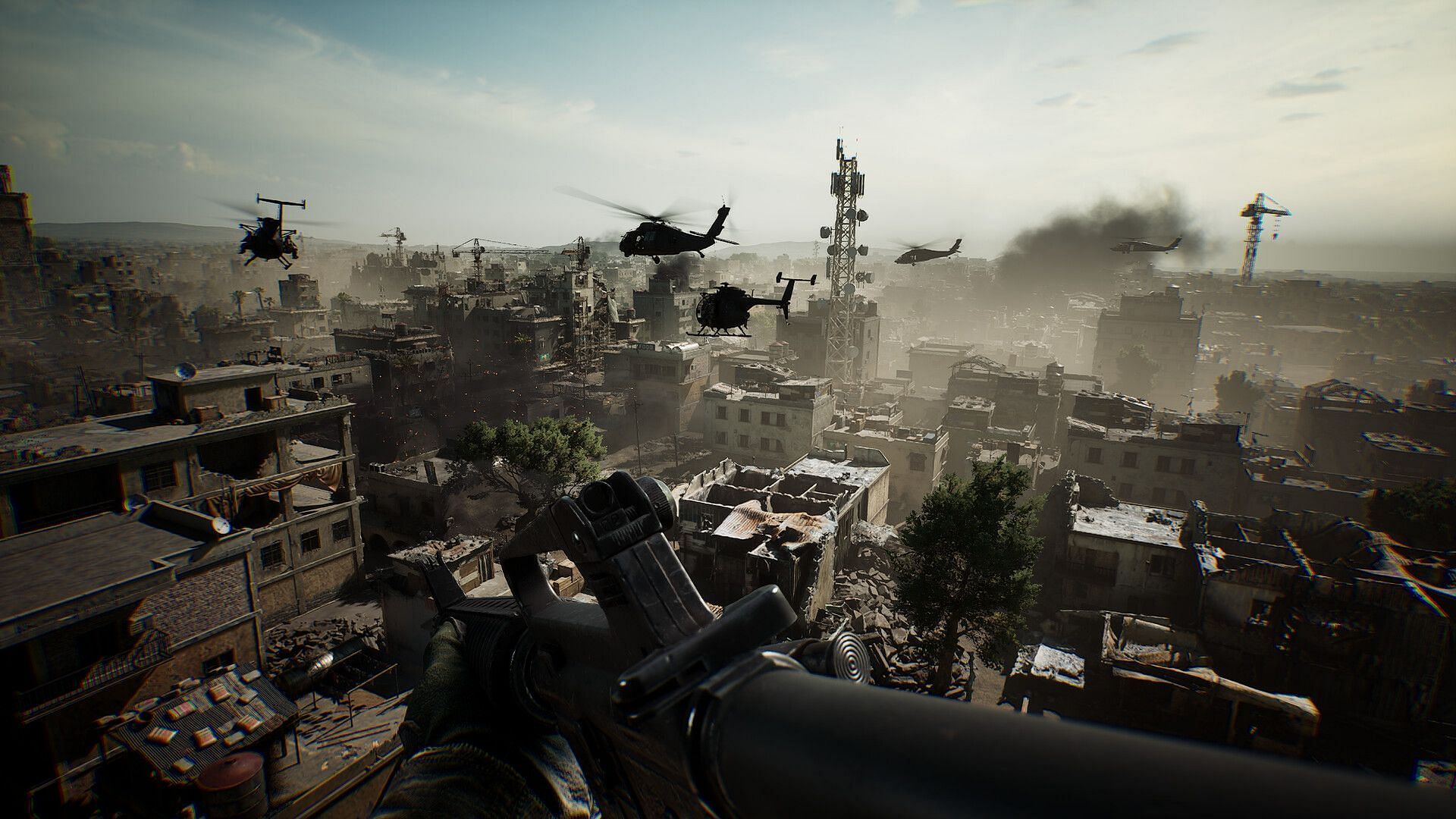 Flying in Black Hawk helicopters in Mogadishu skies (Image via TiMi Studio Group)