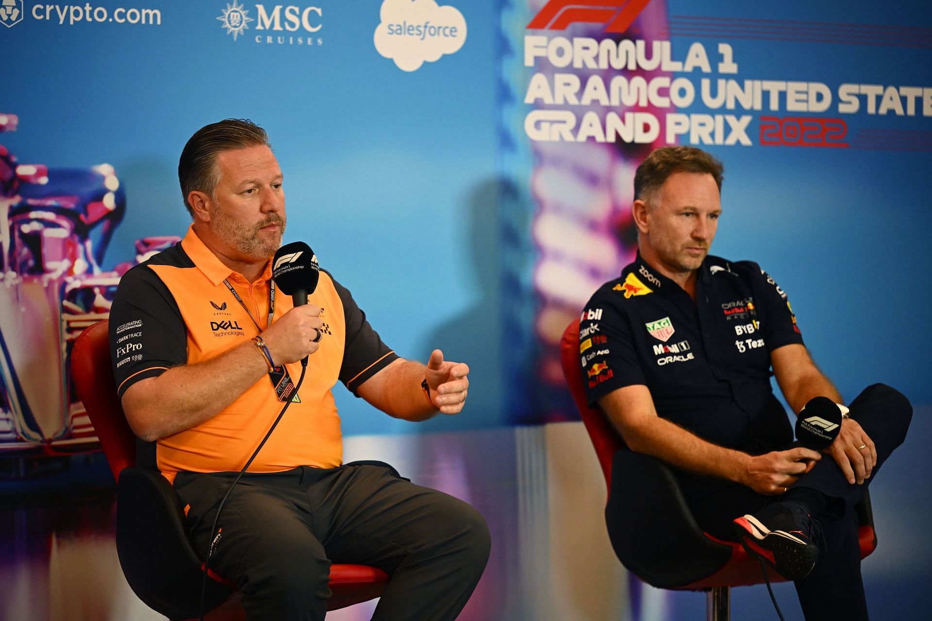 McLaren CEO Zak Brown [L] Red Bull boss Christian Horner [R] (Image Source: Getty)