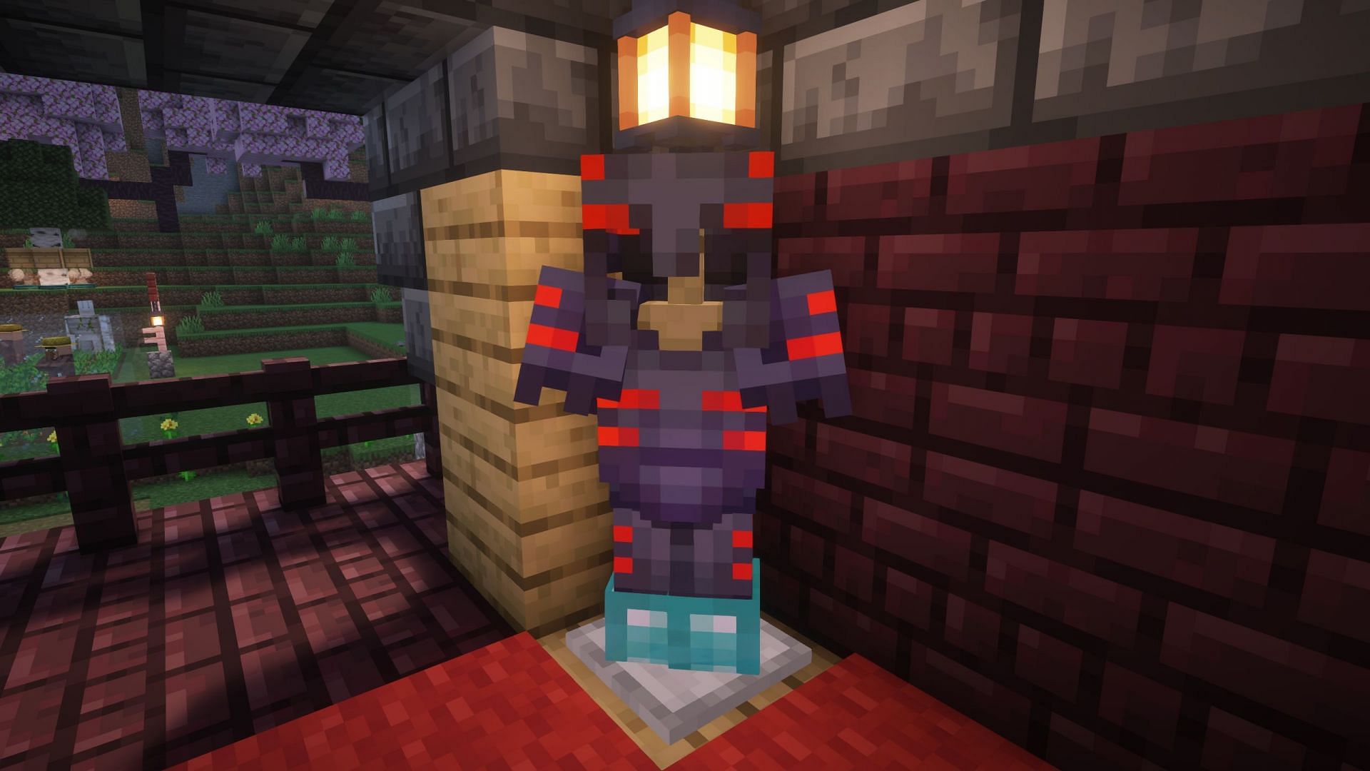 Armor stand can be placed with your daily armor on it when you return to the base (Image via Sportskeeda Gaming/Mojang)