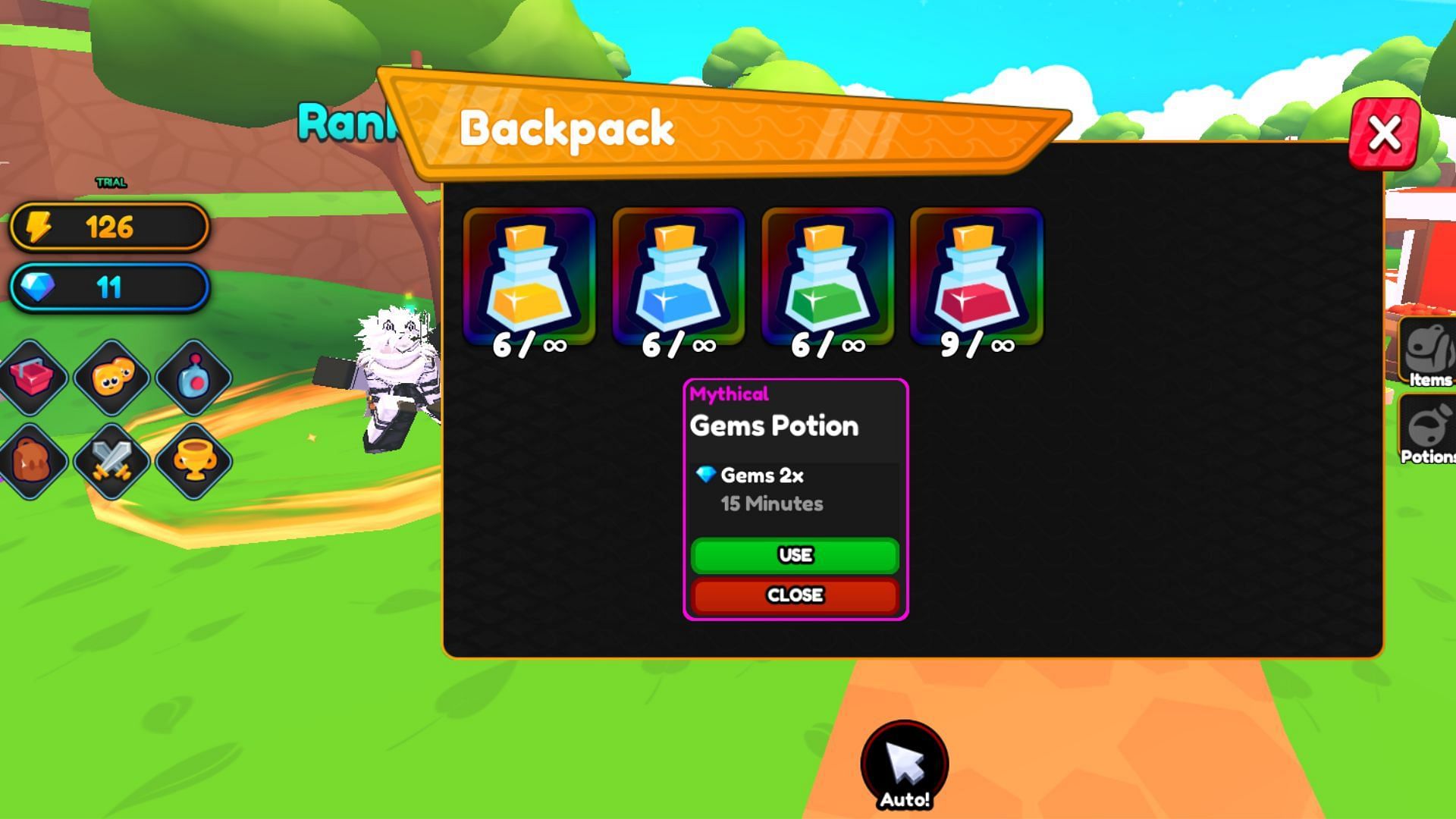 Different kinds of Potions in Anime Waves X (Image via Roblox)