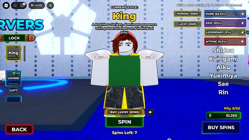 Shidou is obtainable through Spins (Image via Roblox)