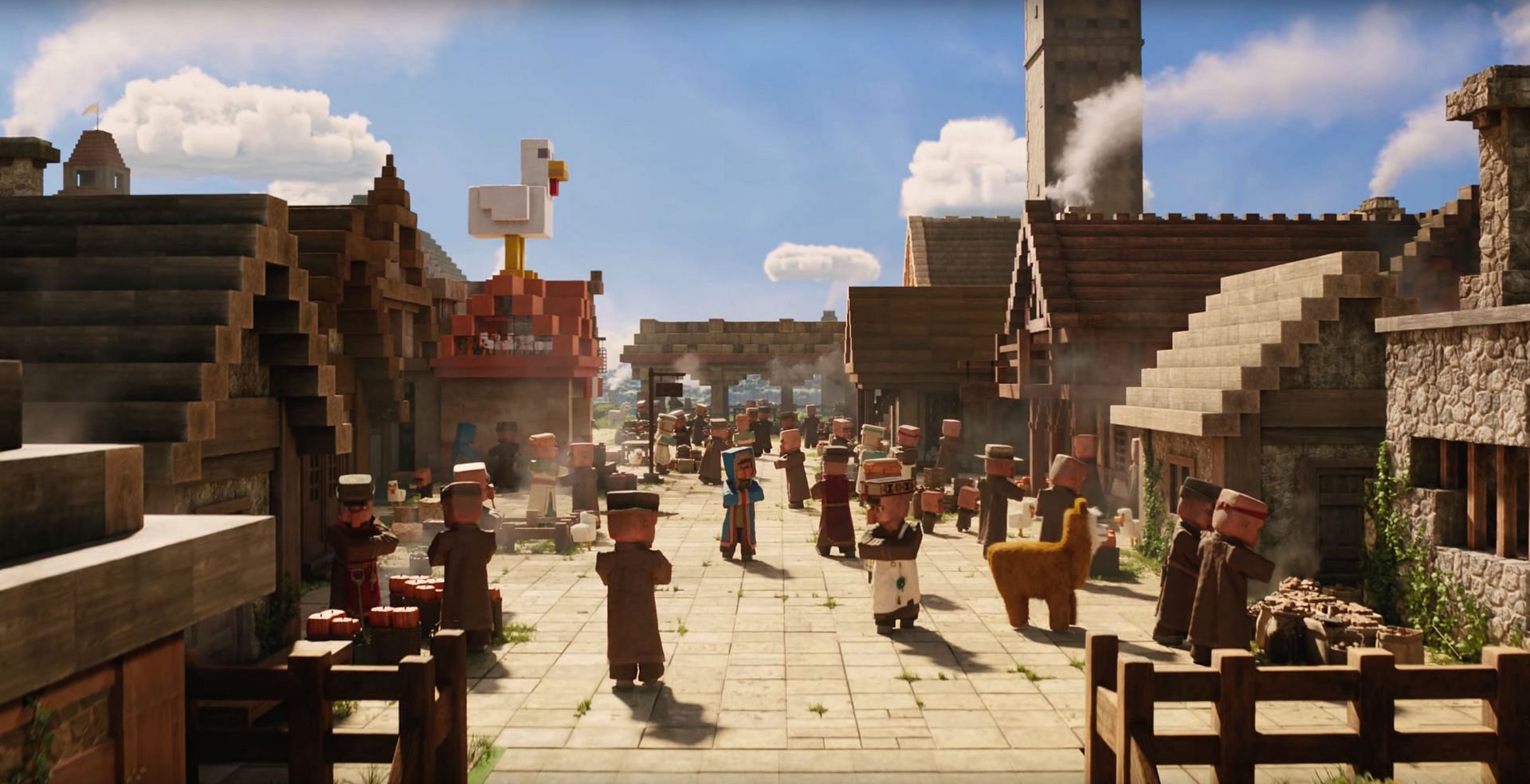 The villagers look bizarre in the upcoming Minecraft movie (Image via Warner Bros/Mojang Studios)