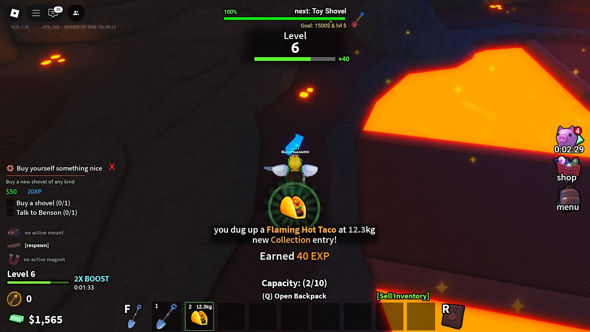 You must dig up a variety of items on the island (Image via Roblox)