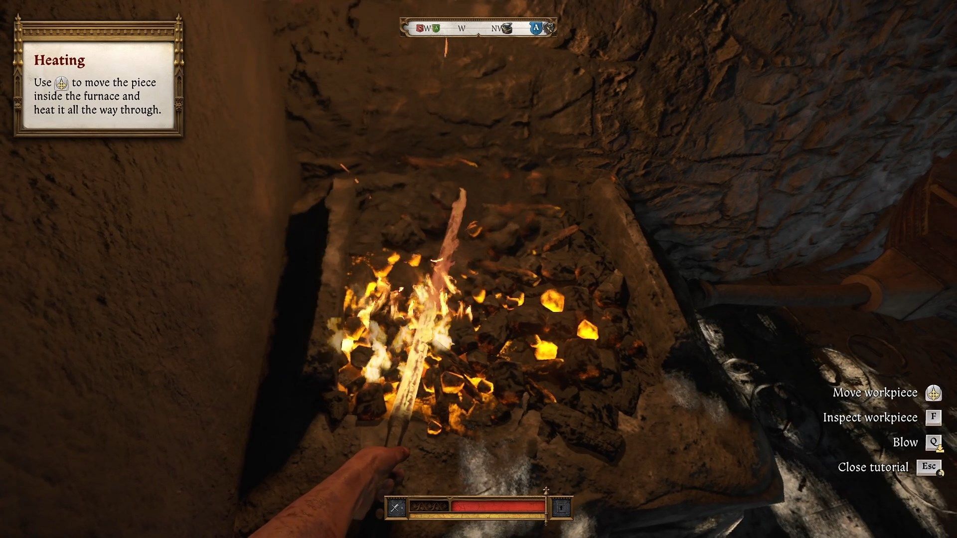 Continuously blow the fireplace and move the sword base around (Image via Deep Silver)