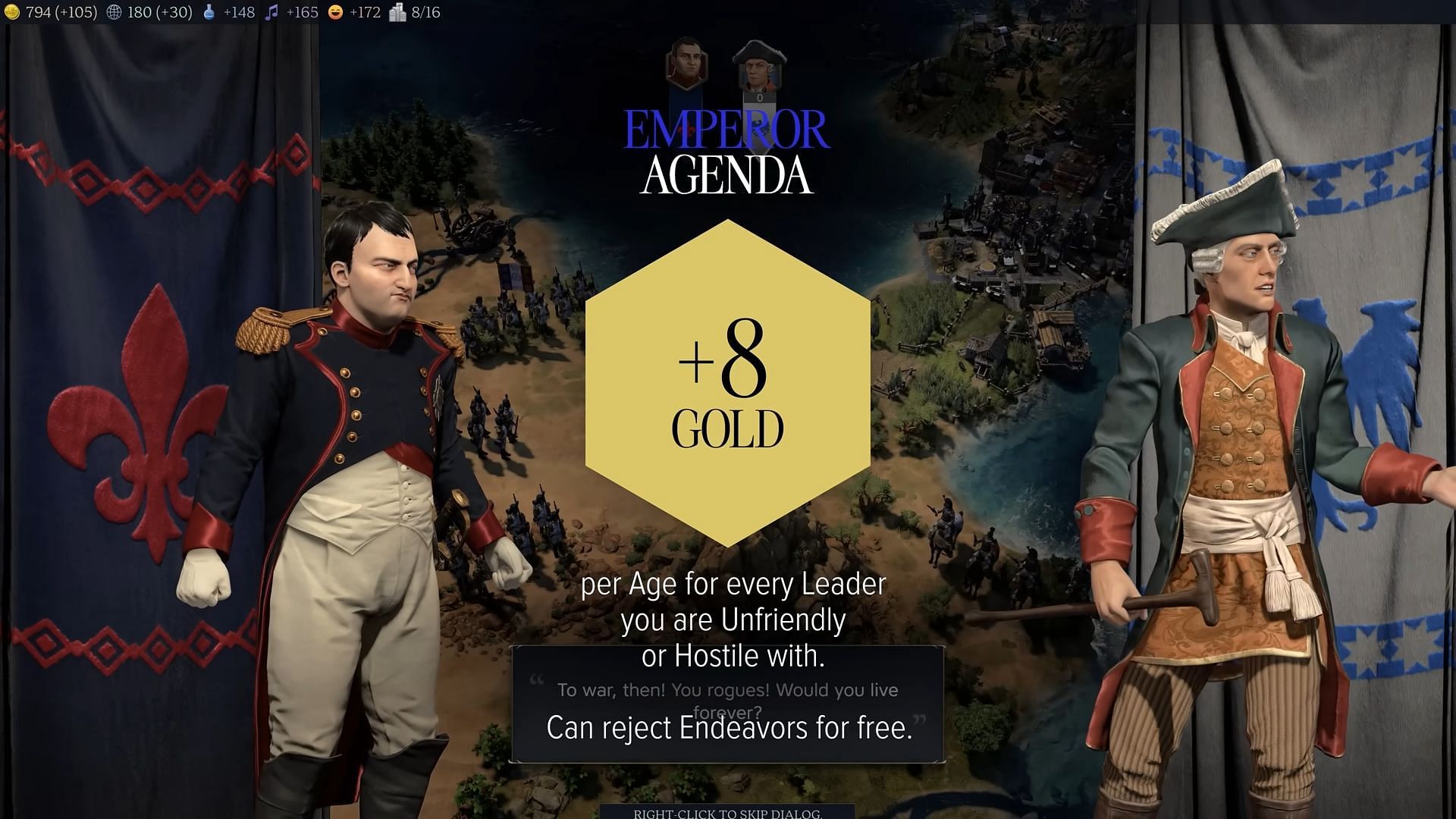 Napoleon&#039;s Emperor persona is a good choice if you want to build your playstyle around finance and don&#039;t mind being aggressive with other leaders (Image via 2K)