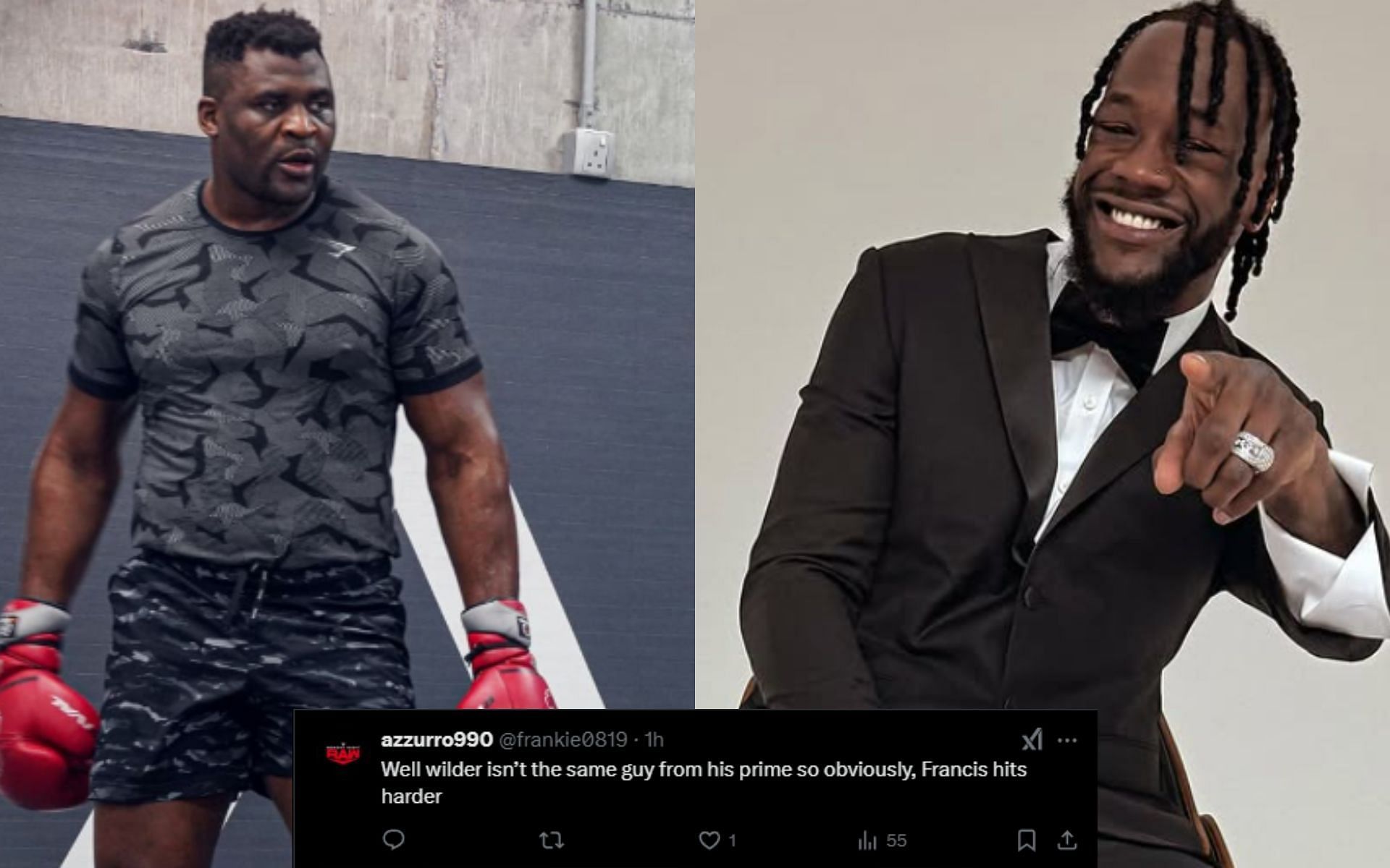 Fans react on Francis Ngannou (left) and Deontay Wilder (right) fight news! [Image courtesy:@ francisngannou and  @bronzebomber on Instagram ]