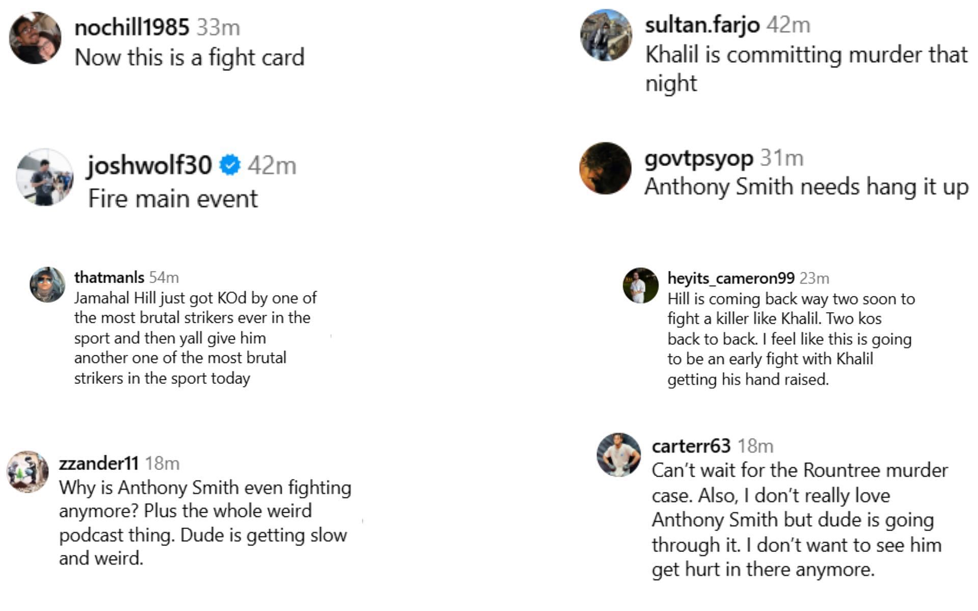 Fan reactions [Screenshots courtesy: @ufc on Instagram]