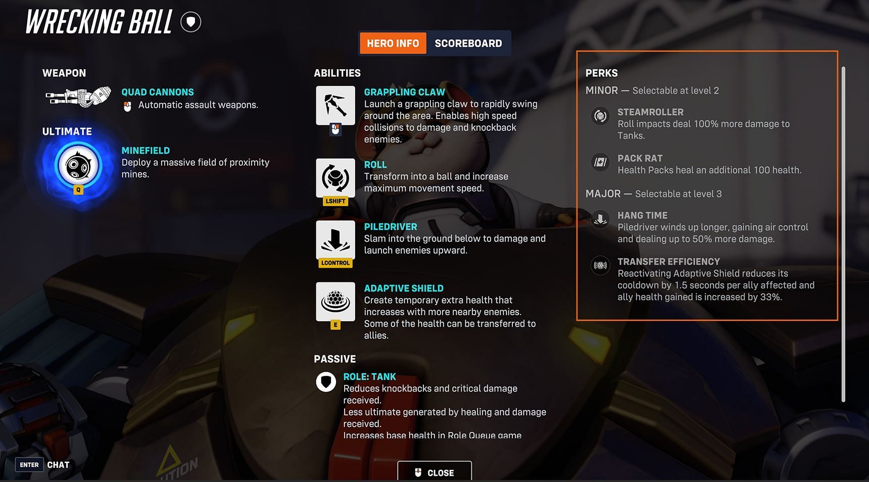 Wrecking Ball perks in Overwatch 2 (Image via Blizzard Entertainment)