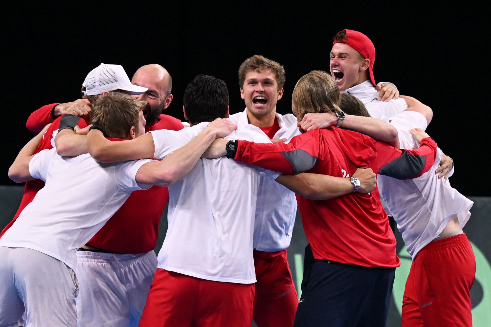 Team Denmark celebrating their win over Team Serbia - Source: Getty