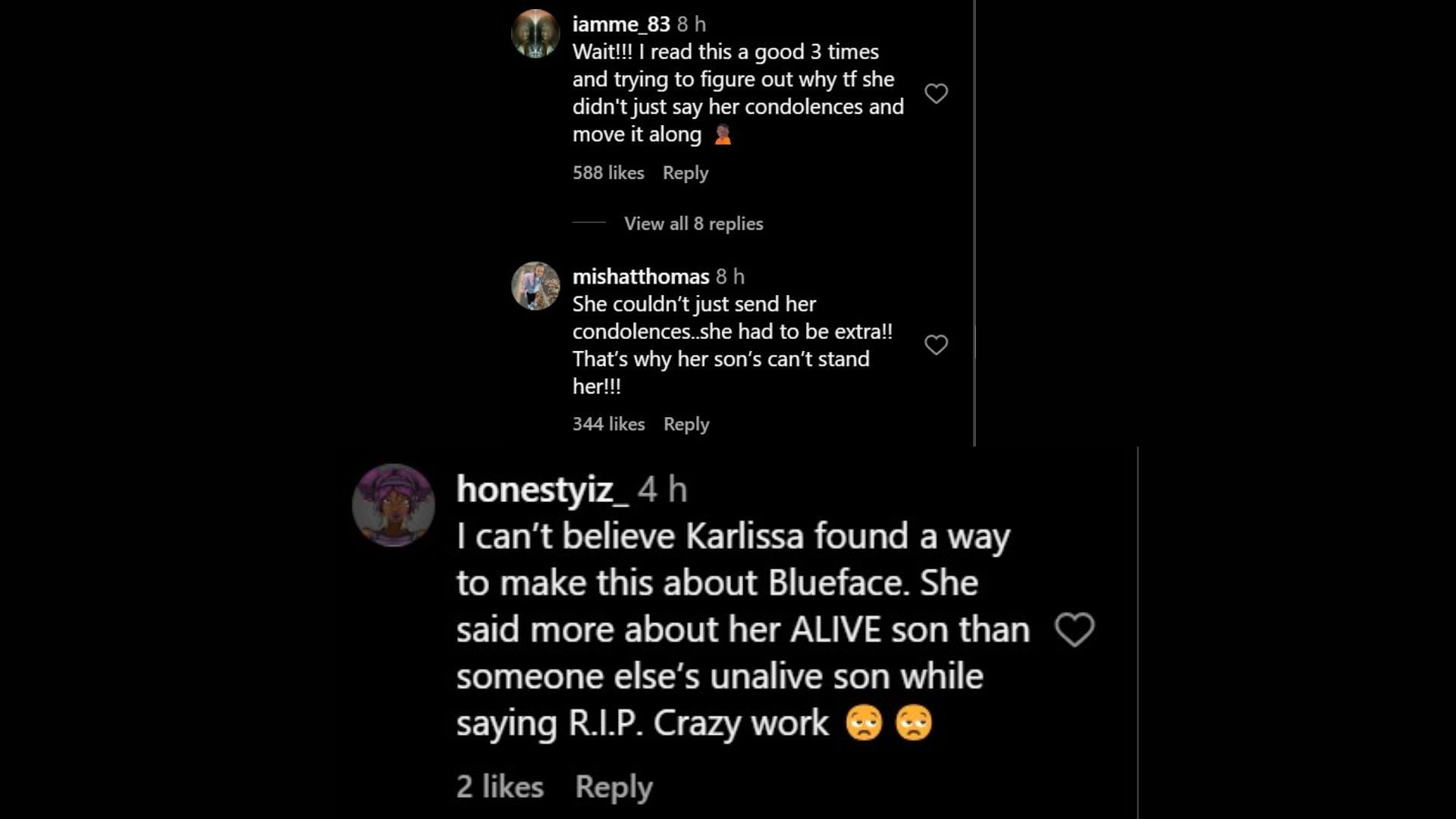 Netizens comment on Blueface&#039;s mother&#039;s statement. [Image via Instagram/@theshaderoom]