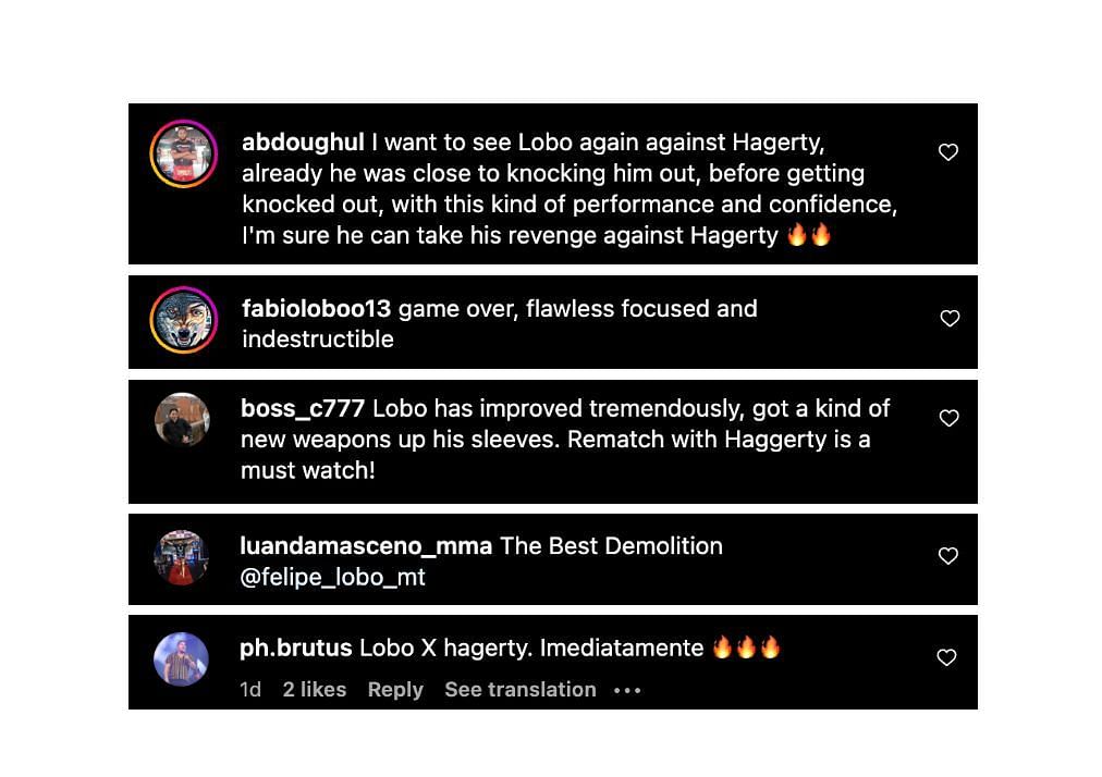 Screenshots of fans&#039; comments. [ONE Championship/Instagram]