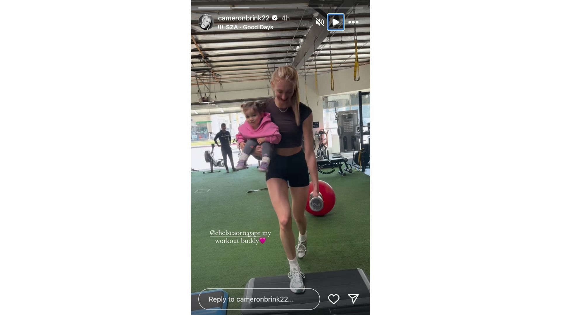 Cameron Brinks shares video of herself working out on social media. Photo Credit: Cameron Brink&#039;s IG account