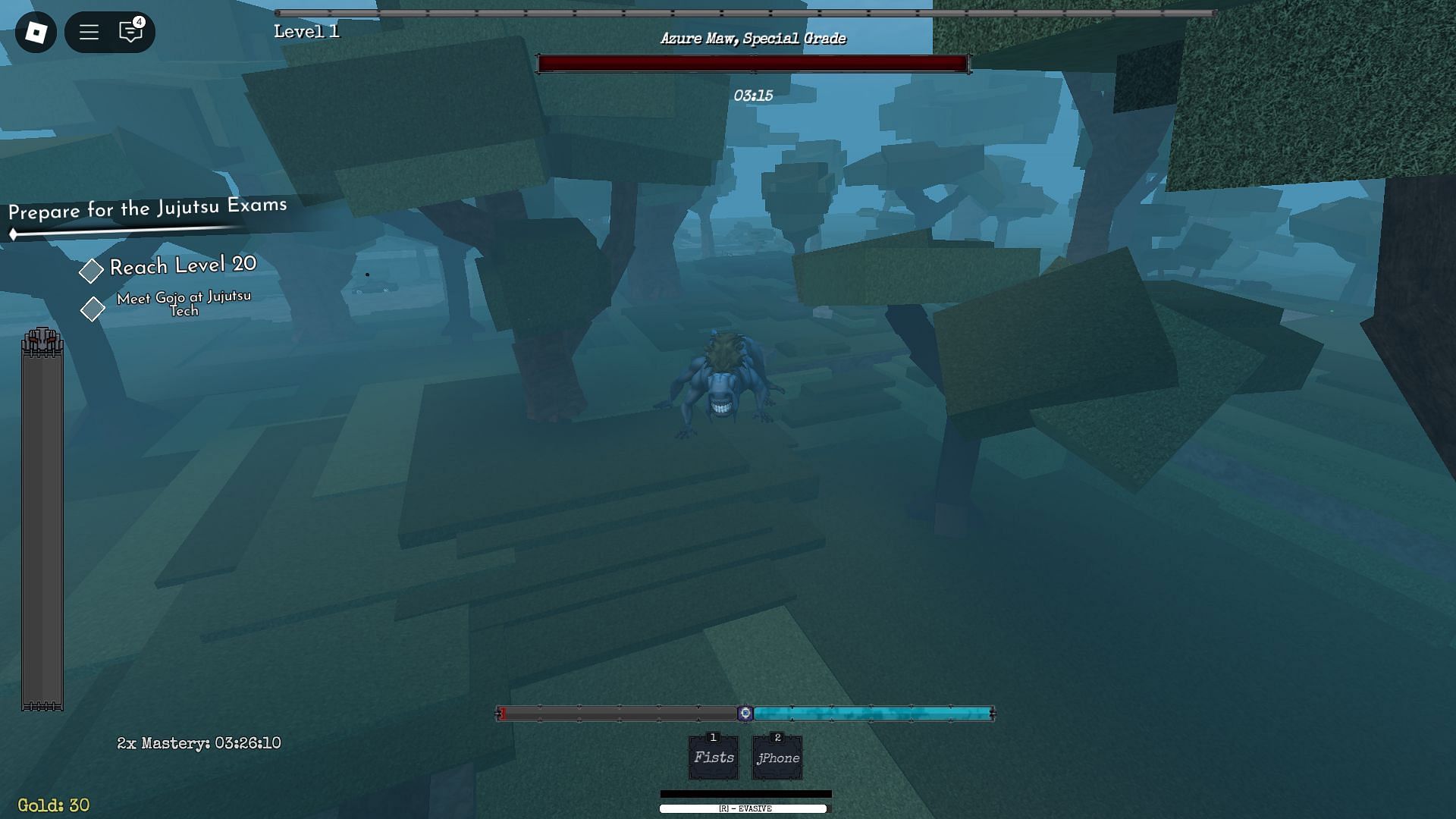 Defeat Azure Maw to get a Cursed Womb (Image via Roblox)