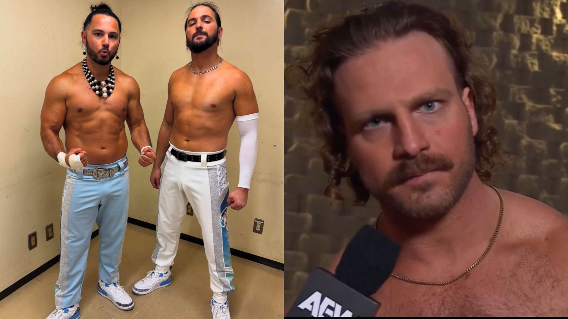 The Young Bucks (right) and Hangman Page (left) (Image credits: Nick Jackson and AEW&rsquo;s Instagram)