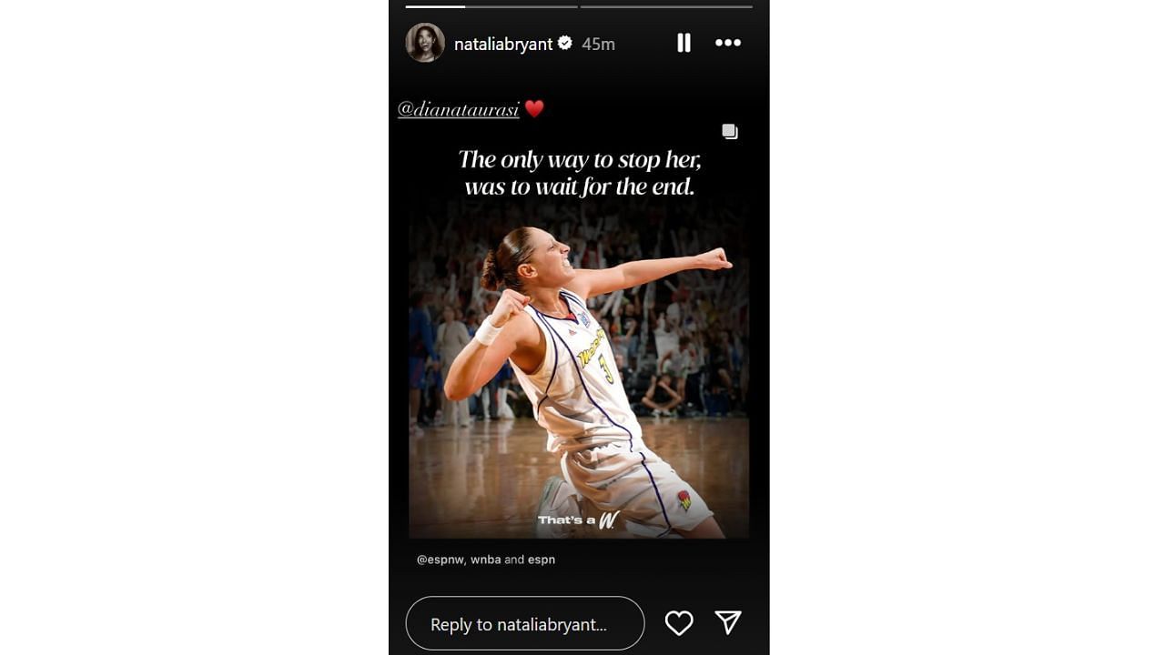 Natalia Bryant honors Diana Taurasi on Instagram after the WNBA legend announced her retirement on Tuesday. [photo: @nataliabryant/IG]