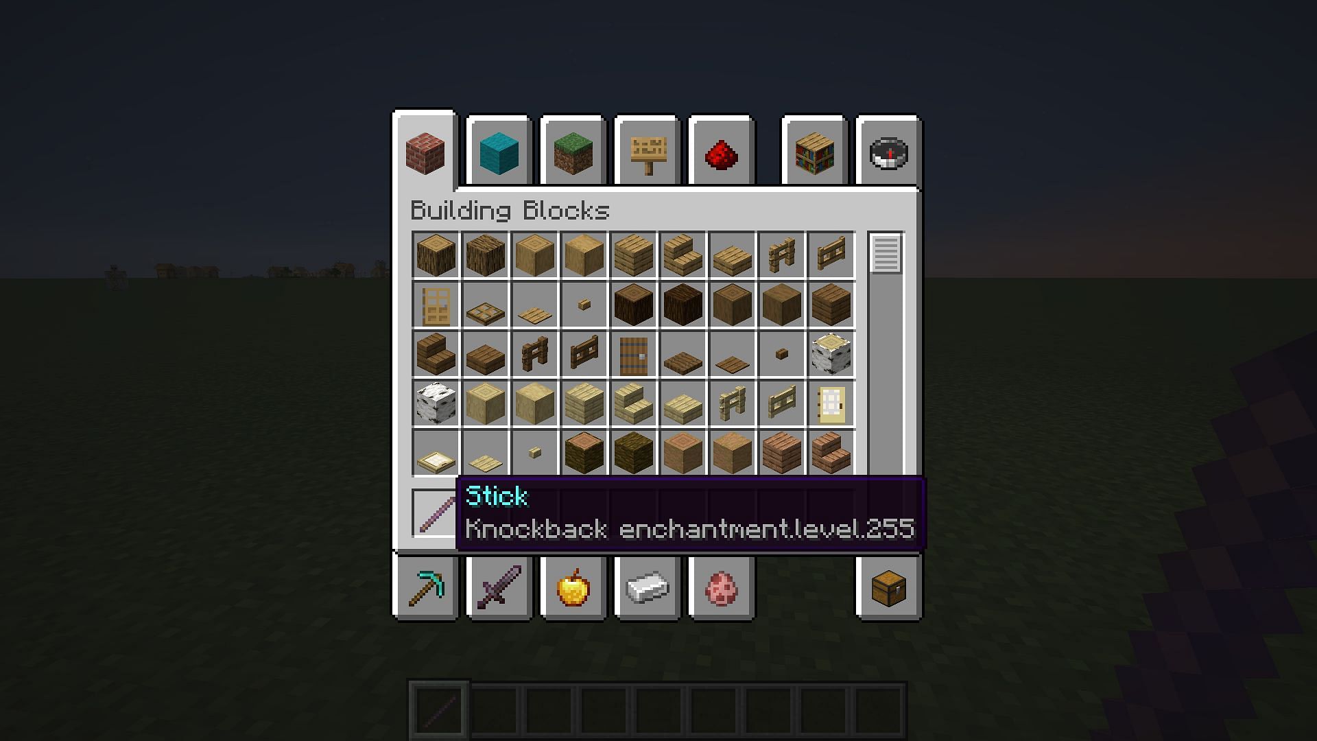 A stick with Knockback level 255 (Image via Mojang)