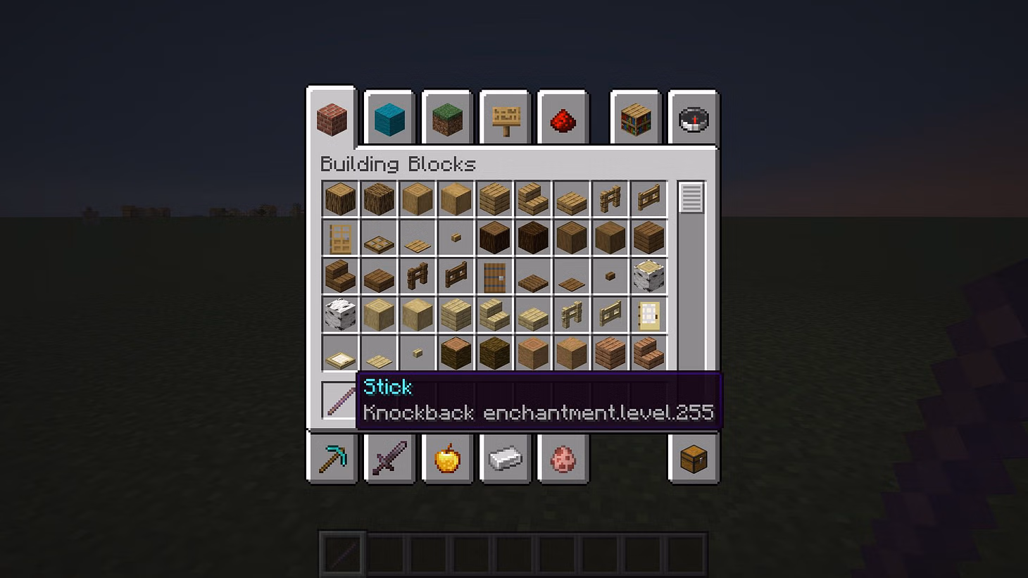 How to get a knockback 255 stick in minecraft java edition