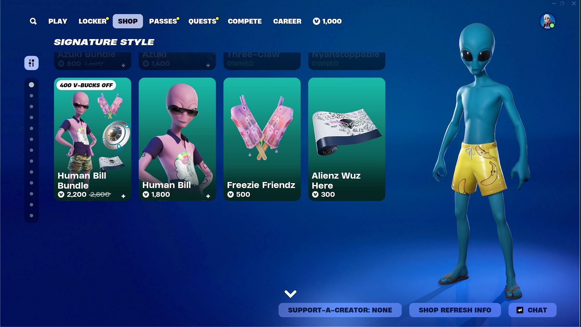 You can purchase the Human Bill skin in Fortnite (Image via Epic Games)