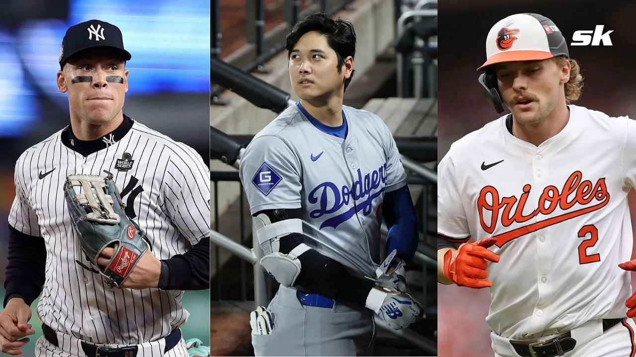 Aaron Judge (left), Shohei Ohtani (center), and Gunnar Henderson (right) (Getty)