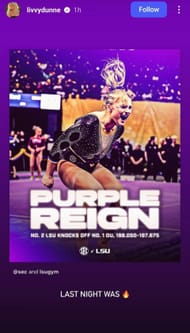 Screenshot of Dunne’s Instagram story. Credits - IG/ livvydunne