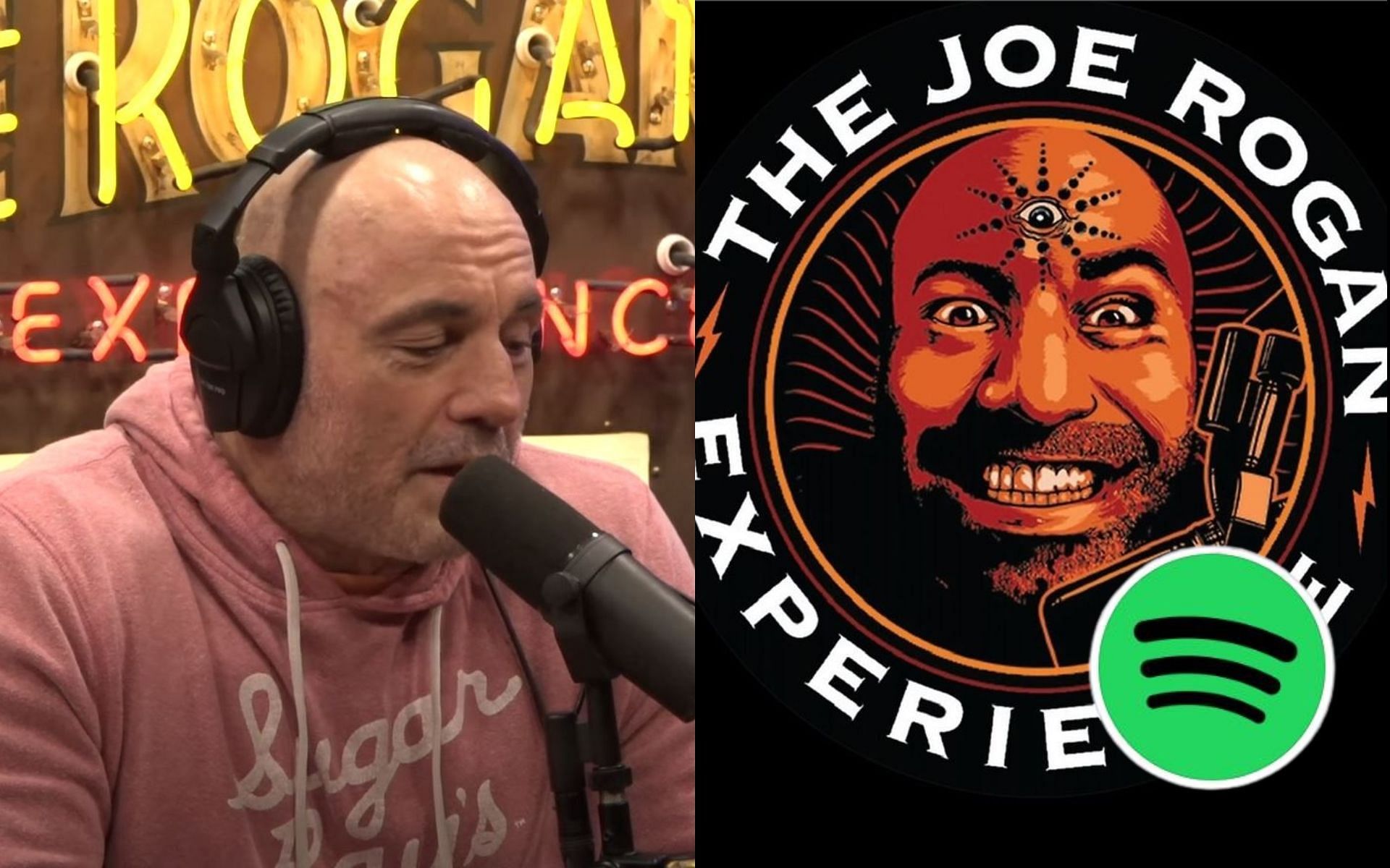 Joe Rogan talks about his $250 million deal with Spotify being &quot;super stressful&quot;. [Image credit: @joerogan, @spotify on Instagram, Joe Rogan Experience on YouTube]