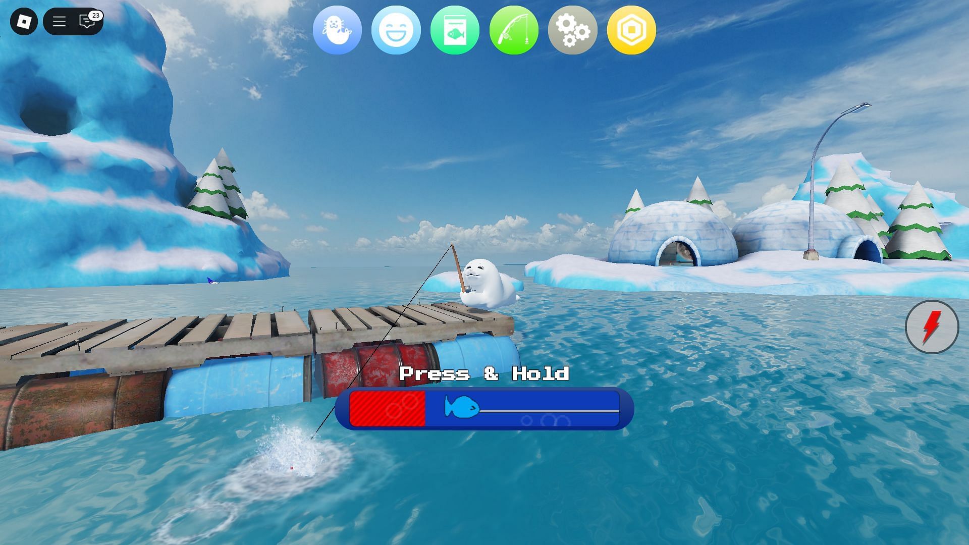 The fishing minigame (Image via Roblox)