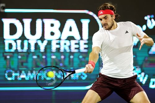 Stefanos Tsitsipas at the Dubai Duty Free Tennis Championships - Source: Getty