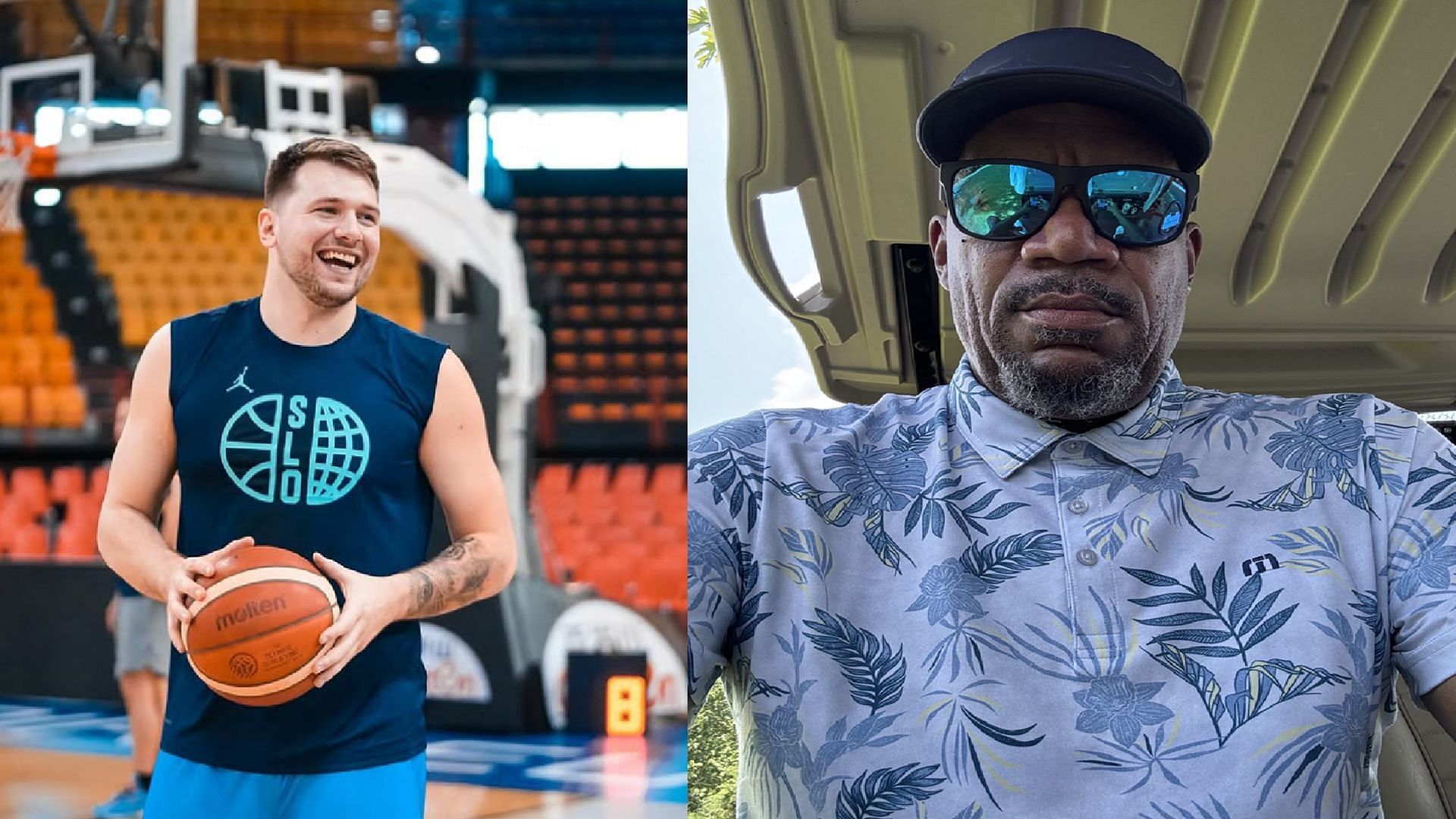 An image of Luka Doncic and Ron Harper side by side