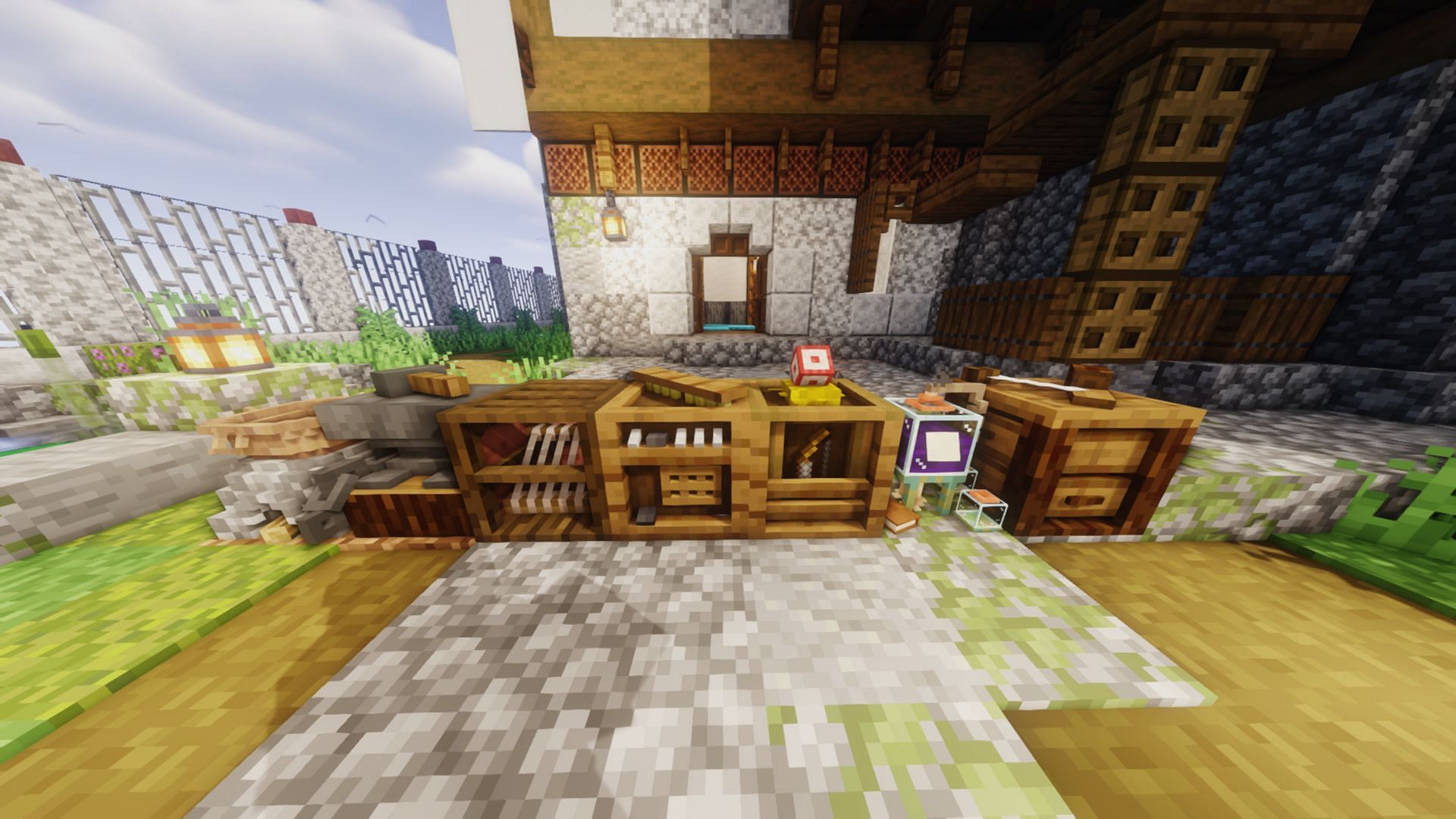 The medieval blocks can seamlessly transform the look of your vanilla world (Image via Mojang Studios/HakksG)